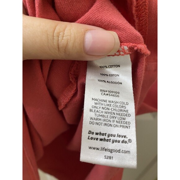 Life is Good Shirt Mens Large Red Short Sleeve Crusher American Flag Casual - Picture 5 of 9